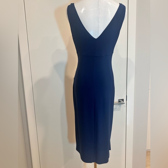 Lauren Ralph Lauren Evening Navy Cocktail Dress Midi Size 2 Elegant Evening - Picture 8 of 11